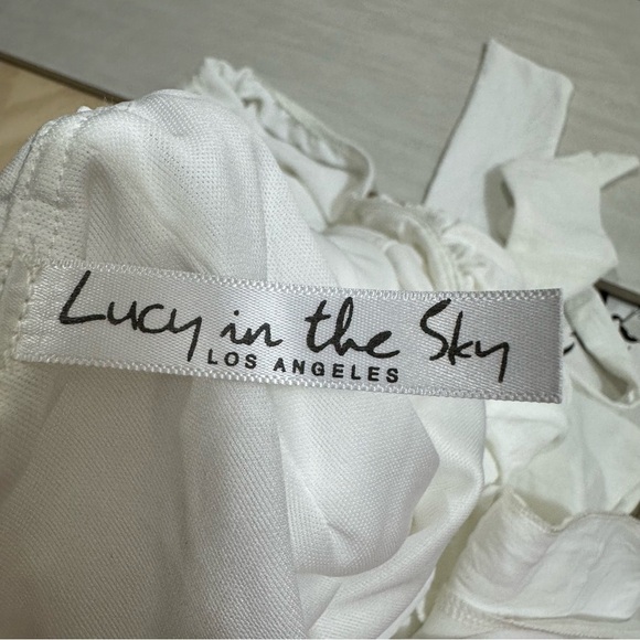 Lucy In The Sky Alice Fit And Flare Dress Tie Back Puff Sleeve Coquette Feminine - Picture 7 of 9